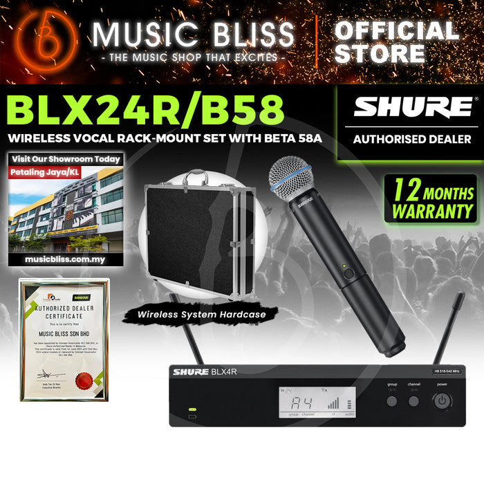 Shure BLX24R/B58 Handheld Wireless System, BLX4R Wireless Transmitter & BLX2/B58 Handheld Transmitter