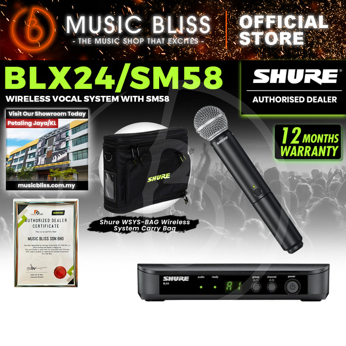 Shure BLX24/SM58 Handheld Wireless System, BLX4 Receiver & BLX2/SM58 Handheld Transmitter