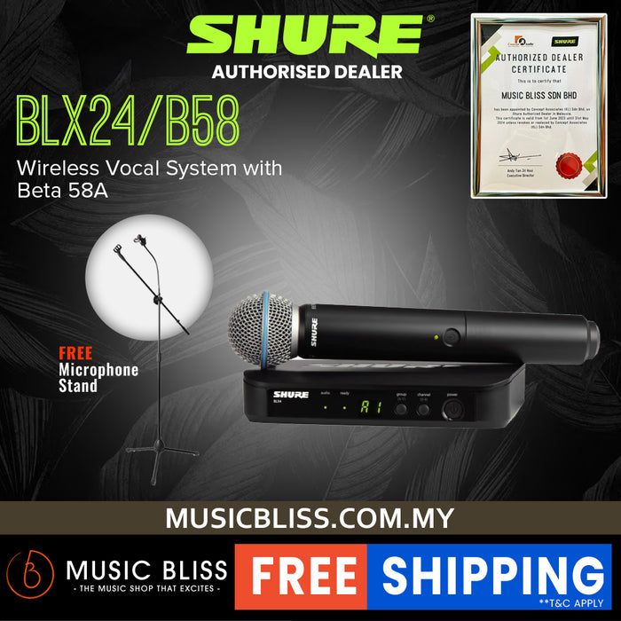 Shure BLX24/B58 Handheld Wireless System, BLX4 Receiver & BLX2/B58 Handheld Microphone