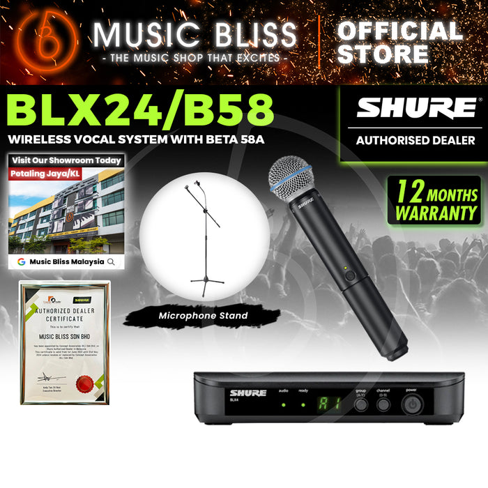 Shure BLX24/B58 Handheld Wireless System, BLX4 Receiver & BLX2/B58 Handheld Microphone