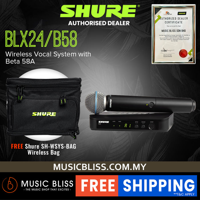 Shure BLX24/B58 Handheld Wireless System, BLX4 Receiver & BLX2/B58 Handheld Microphone