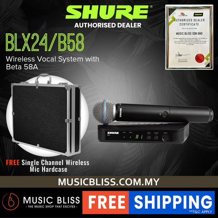 Shure BLX24/B58 Handheld Wireless System, BLX4 Receiver & BLX2/B58 Handheld Microphone