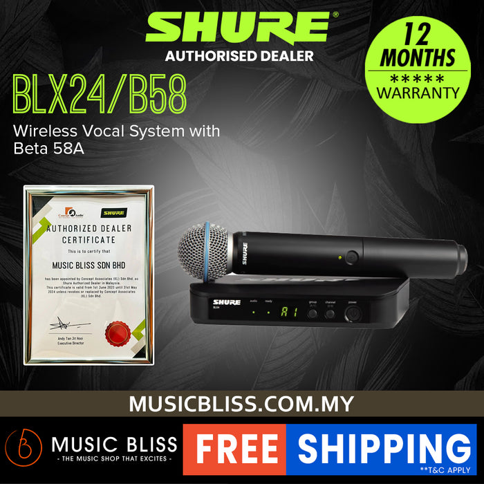 Shure BLX24/B58 Handheld Wireless System, BLX4 Receiver & BLX2/B58 Handheld Microphone