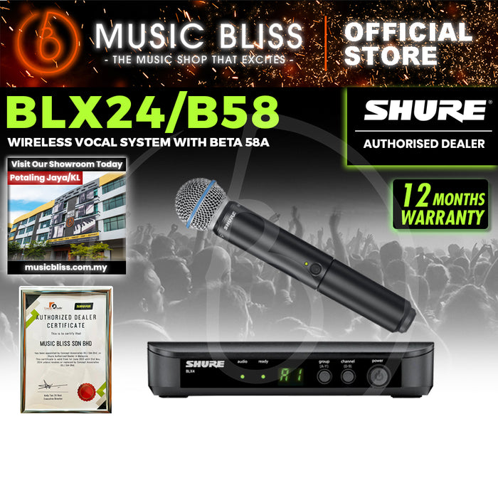 Shure BLX24/B58 Handheld Wireless System, BLX4 Receiver & BLX2/B58 Handheld Microphone