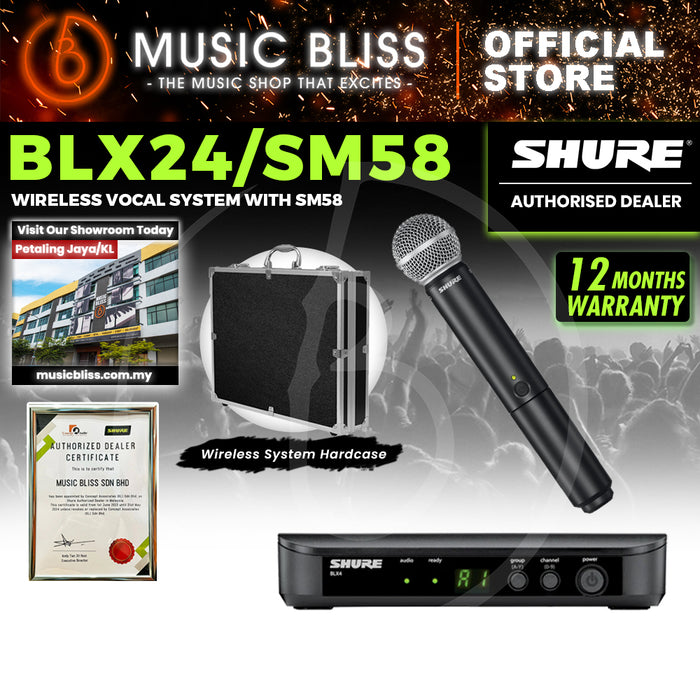 Shure BLX24/SM58 Handheld Wireless System, BLX4 Receiver & BLX2/SM58 Handheld Transmitter