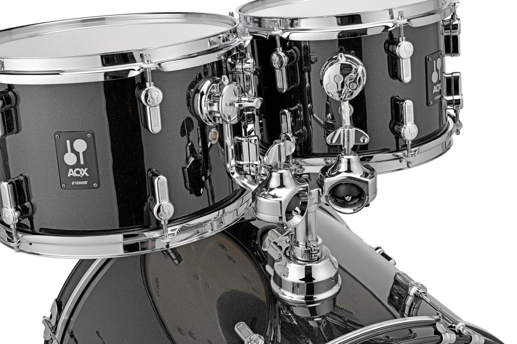 Sonor AQX Stage 5-Piece Acoustic Drum Set with Hardware - 22 Inch Bass Drum - Black Midnight Sparkle