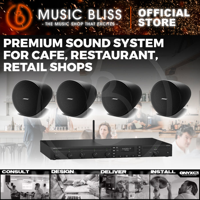 Premium Sound System for Cafe, Restaurant, Retail Shops with Lab Gruppen CPA2401 Mixer Amplifier and Bose DM3P Pendant Speakers