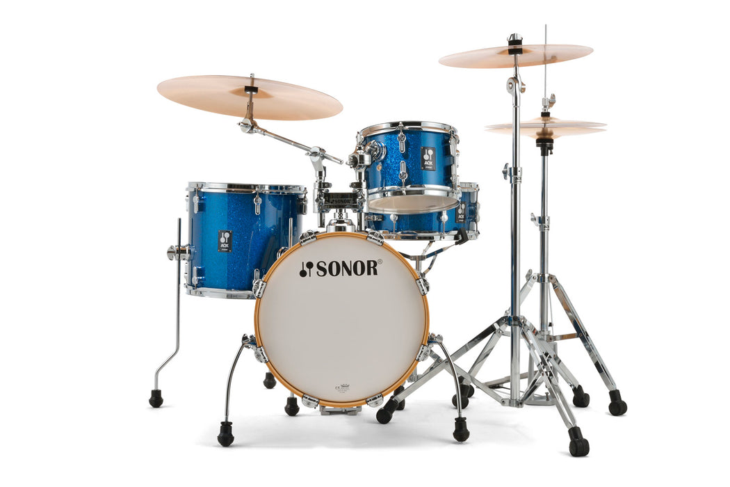 Sonor AQX Jungle 4-Piece Acoustic Drum Set - 16 Inch Bass Drum - Blue Ocean Sparkle