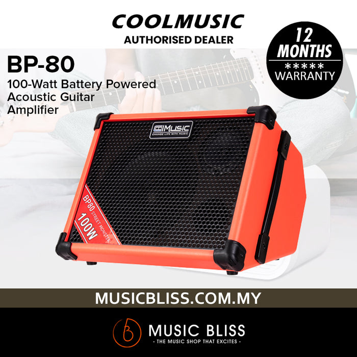 COOLMusic BP-80 100-Watt Battery Powered Acoustic Guitar Amplifier - Orange