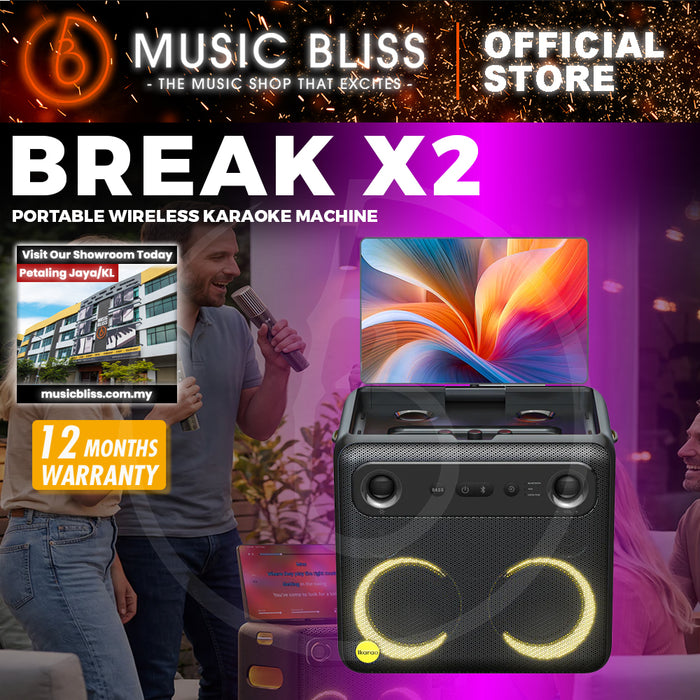 Ikarao Break X2 Premium Portable Wireless Audio Machine with 106dB Sound Pressure, Dual 4-inch Woofers, and 10.1” HD Screen - USB C