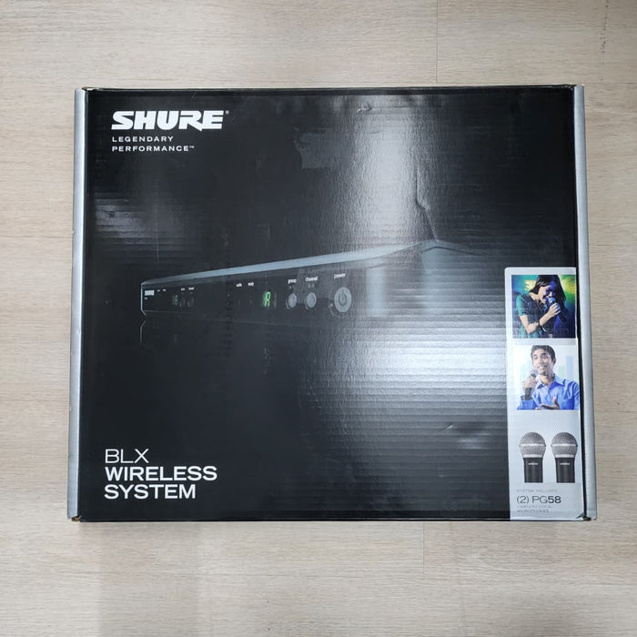 B STOCK (BS-487) Shure BLX288/PG58 Dual Channel Wireless Handheld Microphone System, BLX88 Dual-Channel Wireless Receiver & (2) BLX2/PG58 Handheld Transmitters ( K14 )