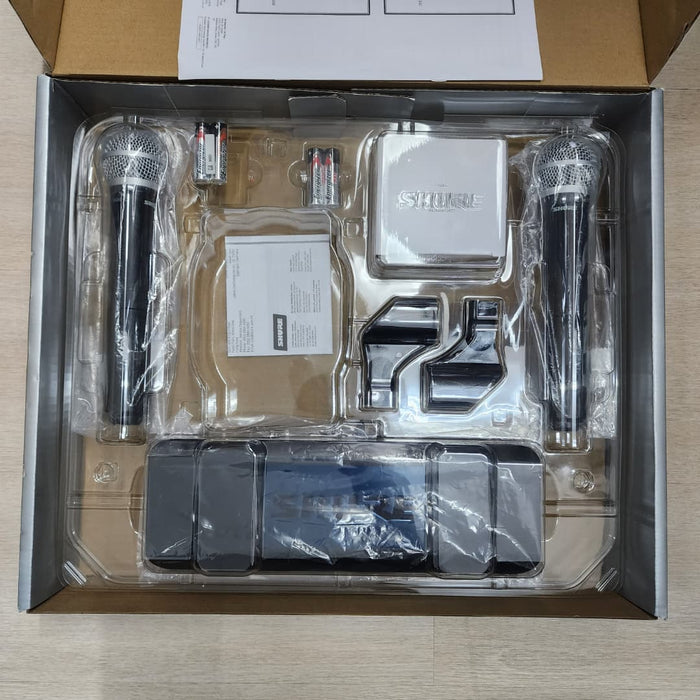 B STOCK (BS-487) Shure BLX288/PG58 Dual Channel Wireless Handheld Microphone System, BLX88 Dual-Channel Wireless Receiver & (2) BLX2/PG58 Handheld Transmitters ( K14 )