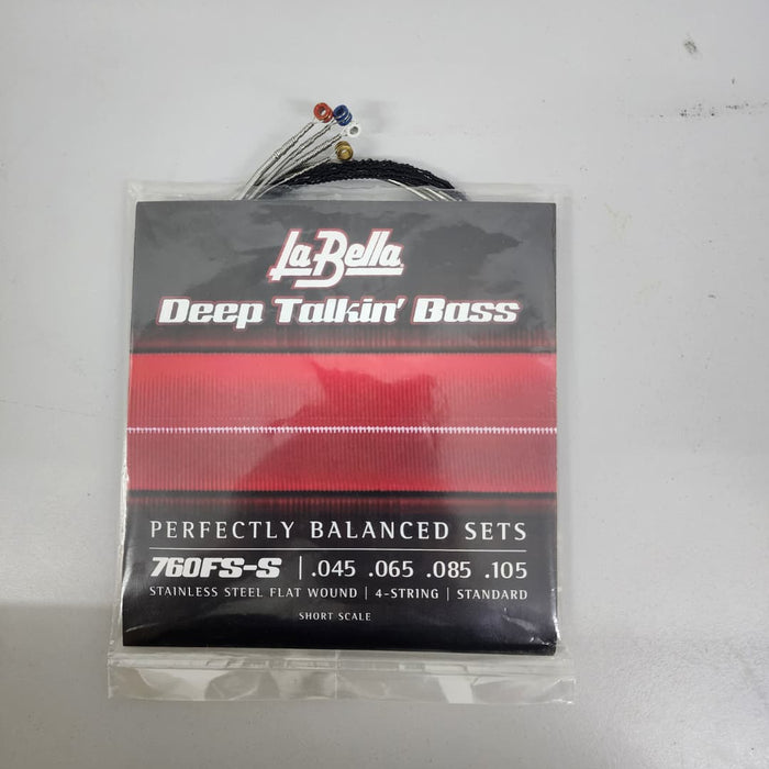 B STOCK (BS-527) La Bella 760FS-S Deep Talkin' Bass Flatwound Bass Guitar Strings - .045-.105 Standard Short Scale