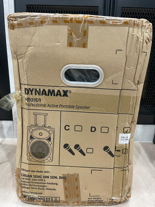B STOCK (BS-598) Dynamax PRO101CF 10" Active Speaker with USB, Bluetooth, 1 Handheld Microphone and 1 Clip Mic
