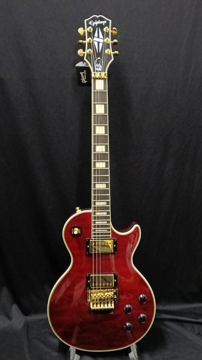 B STOCK (BS-691) Epiphone Alex Lifeson Les Paul Custom Axcess Electric Guitar, Case Included - Ruby