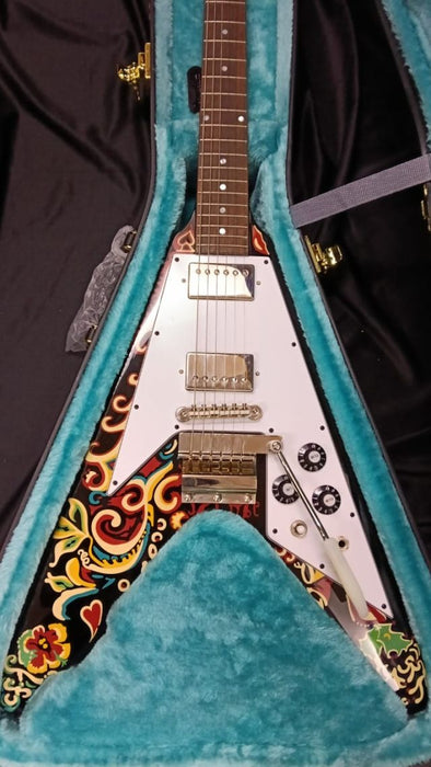 B STOCK (BS-697) Epiphone Jimi Hendrix "Love Drops" Flying V (Incl. Hard Case) - Ebony