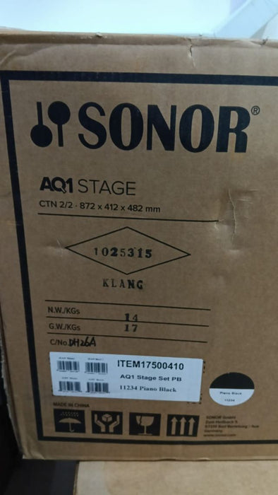 B STOCK (BS-732) Sonor AQ1 Stage 5-Piece Acoustic Drum Set with Hardware - 22 Inch Bass Drum - Piano Black