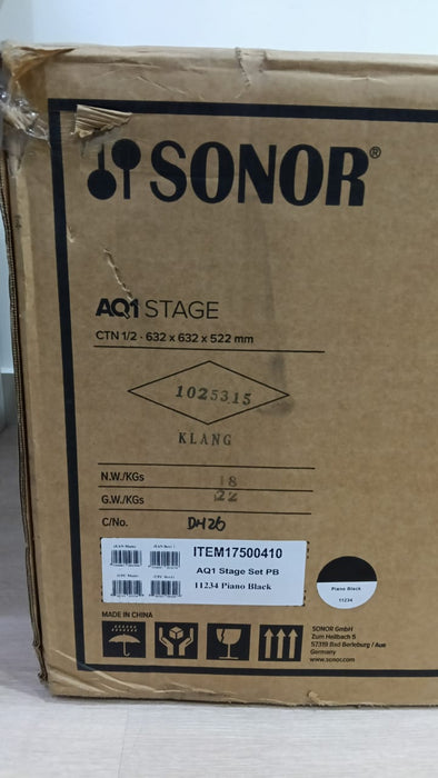 B STOCK (BS-732) Sonor AQ1 Stage 5-Piece Acoustic Drum Set with Hardware - 22 Inch Bass Drum - Piano Black