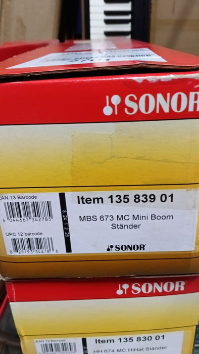 B STOCK (BS-737) Sonor MBS 673 MC Mini Boom Cymbal Stand, Double Braced, Convertable Boom/Straight Stand, Fine Geared and Slideable Tilter, Independantly rorateable 3rd Leg
