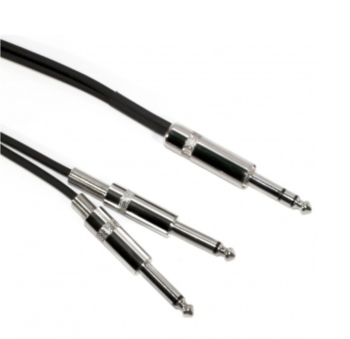Bespeco BSYS2J 1.5/3 Metre (1/4″ Stereo Jack – 2x 1/4″ Mono Jack) Interlink Cable