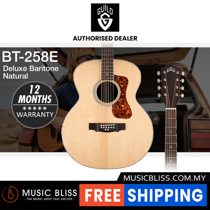 Guild BT-258E Baritone Deluxe Acoustic-Electric Guitar - Solid Spruce Top, Rosewood Back & Sides