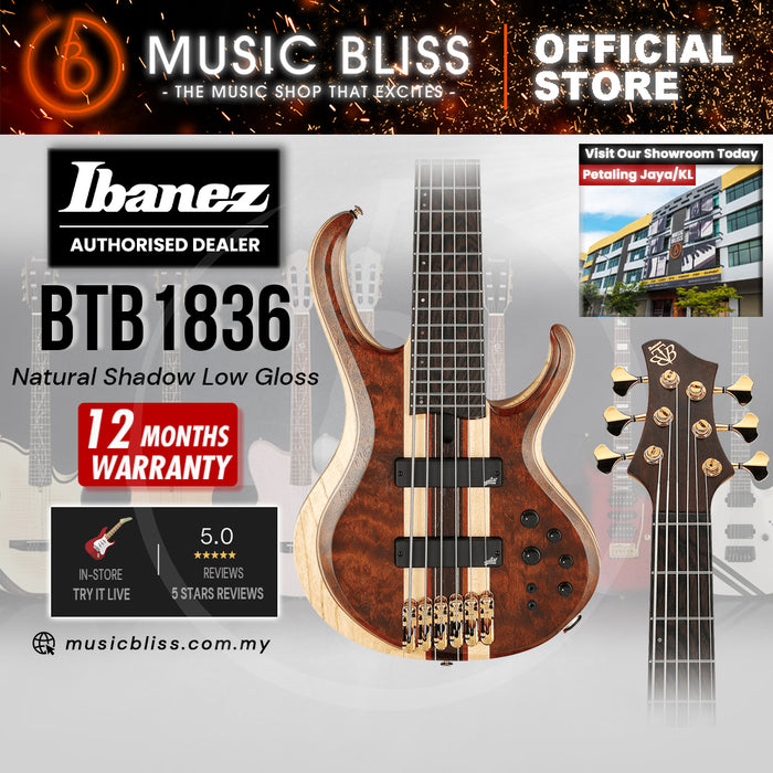Ibanez Premium BTB1836 Electric Bass Guitar - Natural Shadow Low Gloss
