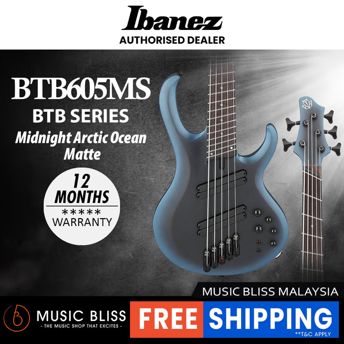 Ibanez BTB605MS Electric Bass Guitar - Midnight Arctic Ocean Matte