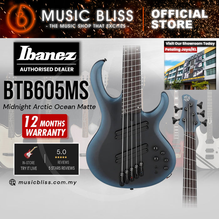 Ibanez BTB605MS Electric Bass Guitar - Midnight Arctic Ocean Matte