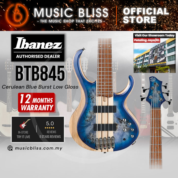 Ibanez Standard BTB845 Electric Bass Guitar - Cerulean Blue Burst Low Gloss (BTB845-CBL)
