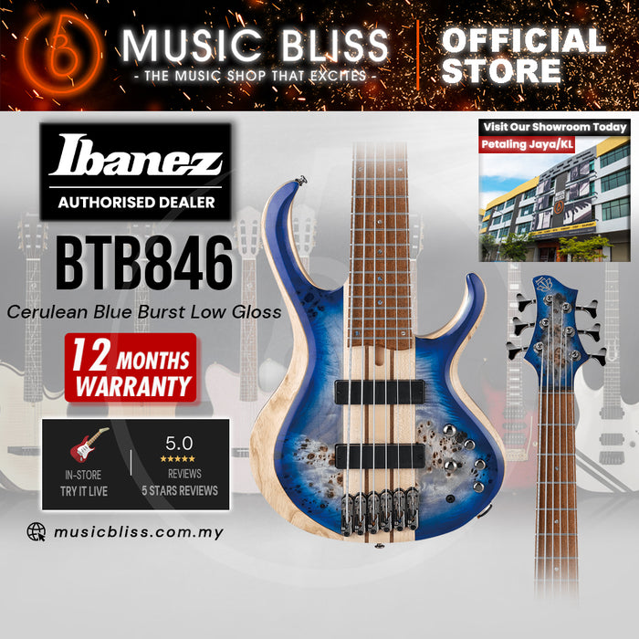 Ibanez Standard BTB846 Electric Bass Guitar - Cerulean Blue Burst Low Gloss