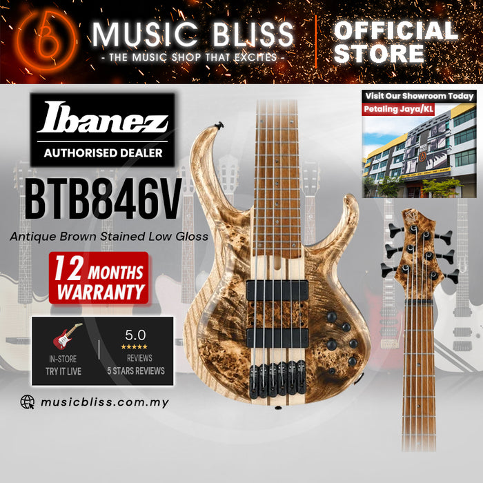 Ibanez Bass Workshop BTB846V Electric Bass Guitar - Antique Brown Stained Low Gloss