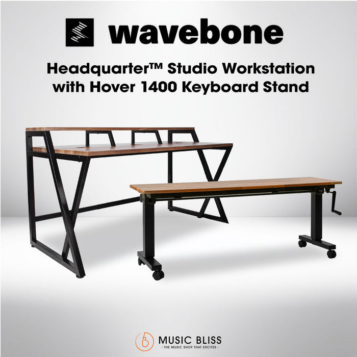 Wavebone Headquarter Studio Workstation Desk with Hover 1400 (Wood) - Music Bliss Malaysia