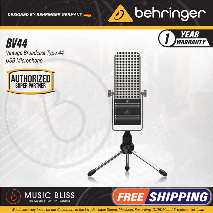 Behringer BV44 Vintage Broadcast Type 44 USB Microphone - Music Bliss Malaysia