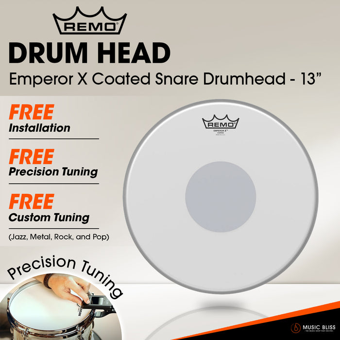 Remo Emperor X Coated Snare Drumhead - Bottom Black Dot (Available in sizes 12"-14") [Free In-Store Installation]