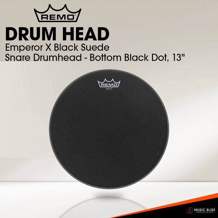 Remo Emperor X Black Suede Snare Drumhead - 13" - Bottom Black Dot