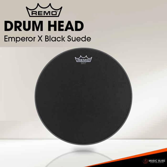 Remo Emperor X Black Suede Snare Drumhead - Bottom Black Dot (Available in sizes 13"-14")
