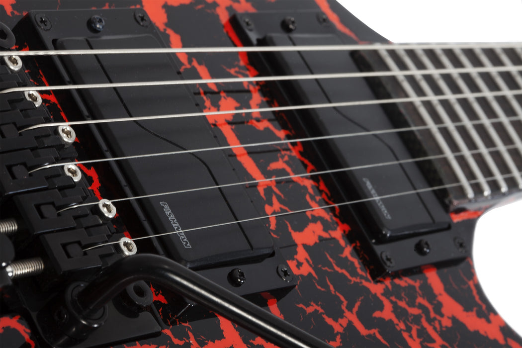 Schecter Balsac E-1 FR Electric Guitar - Black Orange Crackle