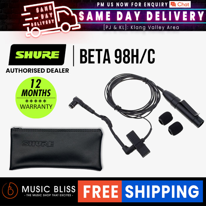 Shure BETA 98H/C Cardioid Condenser Clip-on Instrument Microphone - Music Bliss Malaysia