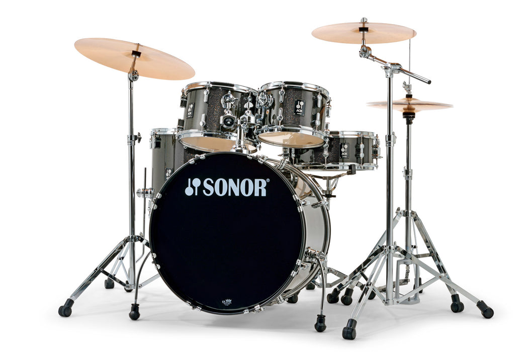 Sonor AQX Studio 5-Piece Acoustic Drum Set with Hardware - 20 Inch Bass Drum - Black Midnight Sparkle