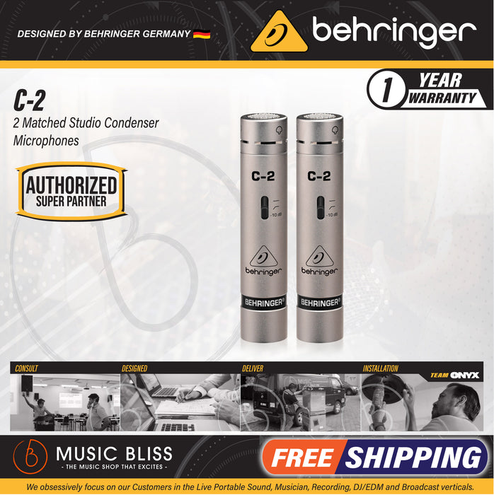 Behringer C-2 Small-diaphragm Cardioid Condenser Microphones - Pair - Music Bliss Malaysia