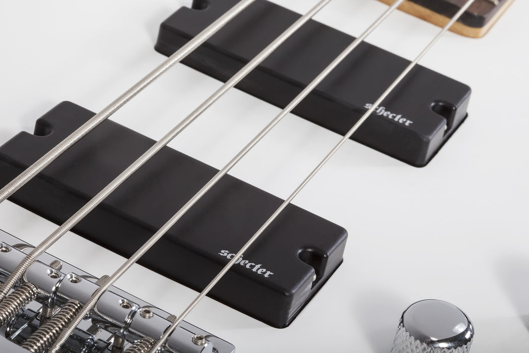 Schecter C-4 Deluxe Electric Bass Guitar - Satin White