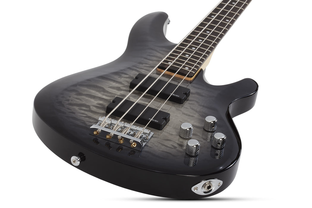 Schecter C-4 Plus Electric Bass Guitar - Satin Charcoal Burst