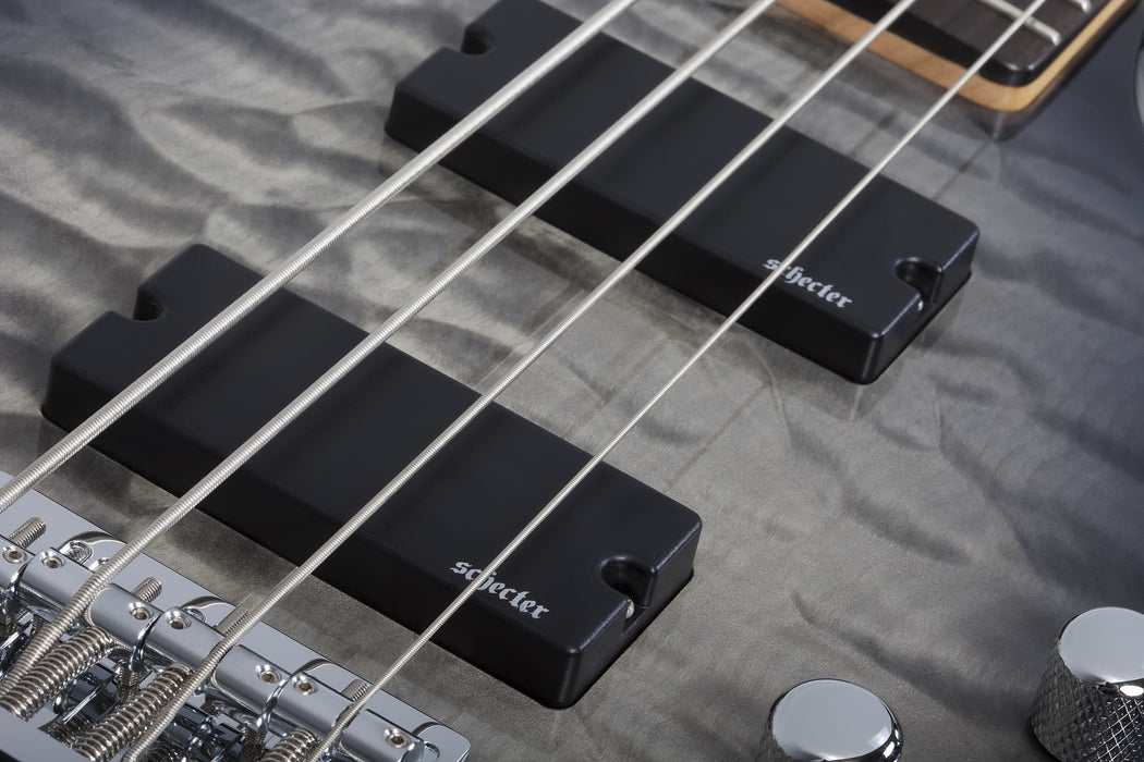 Schecter C-4 Plus Electric Bass Guitar - Satin Charcoal Burst