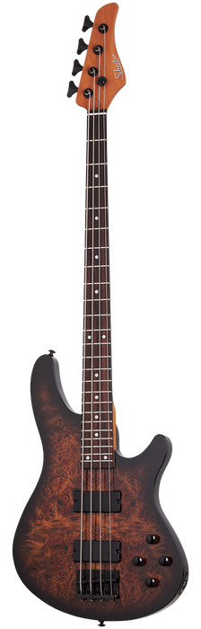Schecter C-4 Standard Electric Bass Guitar - Tobacco Burl