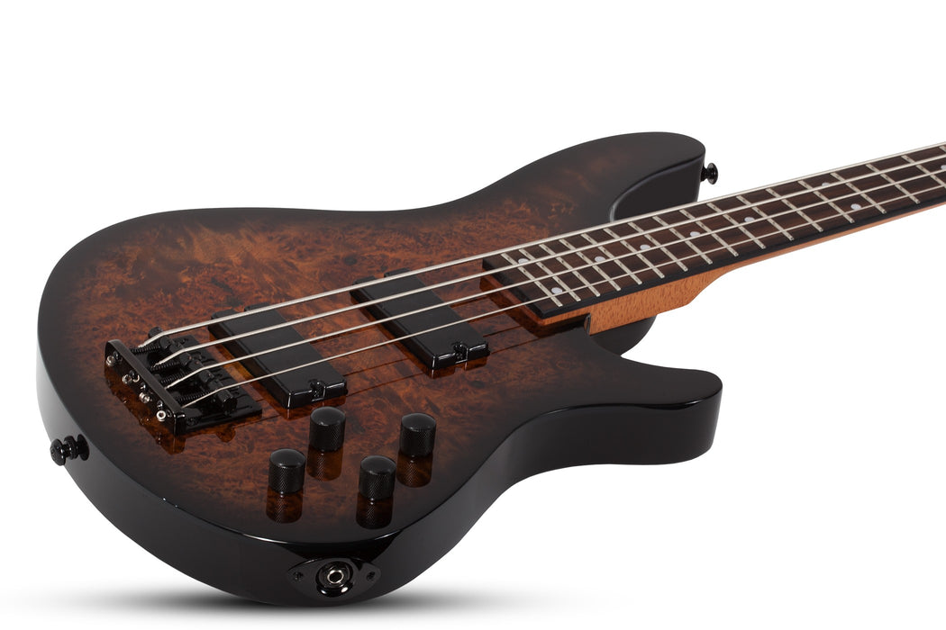 Schecter C-4 Standard Electric Bass Guitar - Tobacco Burl
