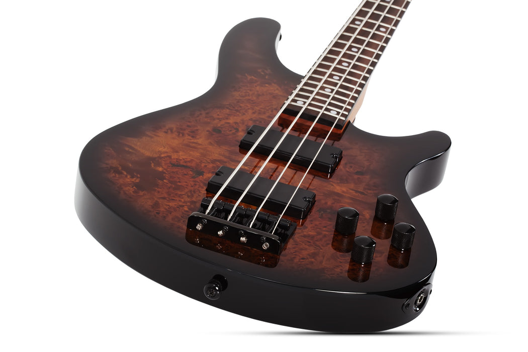 Schecter C-4 Standard Electric Bass Guitar - Tobacco Burl