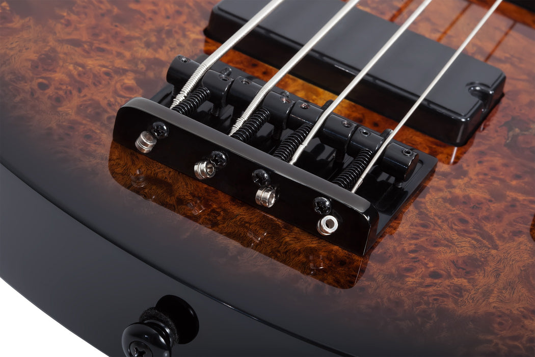 Schecter C-4 Standard Electric Bass Guitar - Tobacco Burl