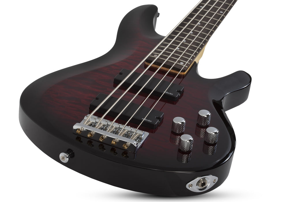 Schecter C-5 Plus Electric Bass Guitar - See-Through Cherry Burst