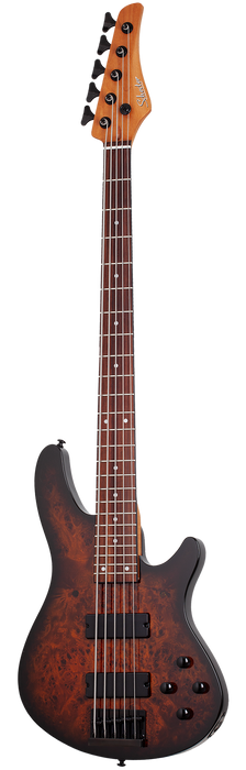 Schecter C-5 Standard Electric Bass Guitar - Tobacco Burl
