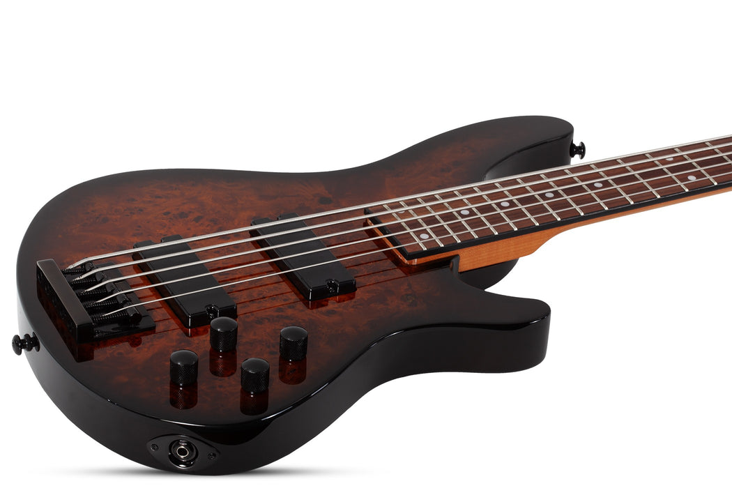 Schecter C-5 Standard Electric Bass Guitar - Tobacco Burl